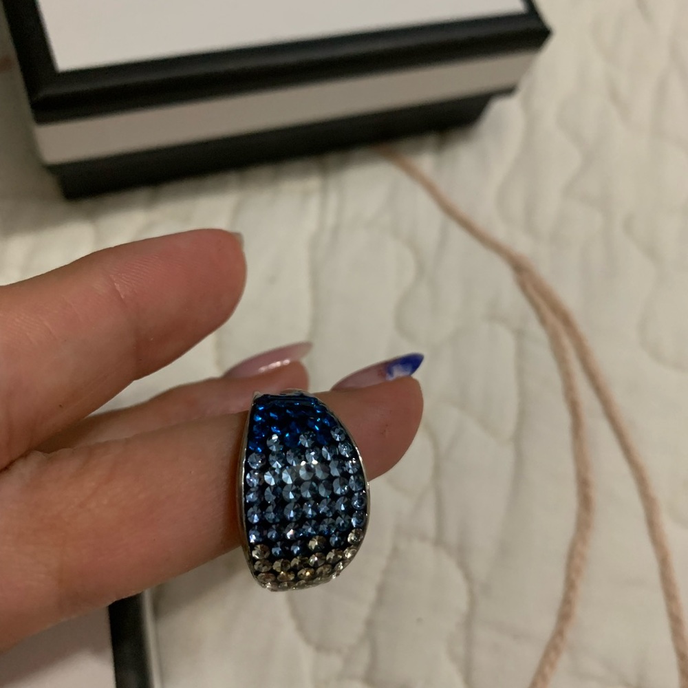 NEW blue sterling silver and DiAmi diamond ring - Picture 4 of 4